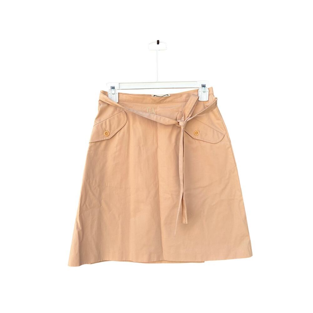 Giorgio Armani Pink Cotton A-Line Skirt Belted Italy Women EU 42 US 8 Luxury - Picture 1 of 6